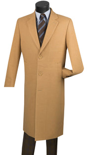 Men's Single-Breasted Wool and Cashmere 3-Button Top Coat - Camel