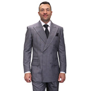 Ebon Sovereign Collection: Black 2-Piece Double-Breasted Plaid Suit