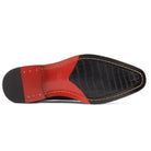 hand-burnished leather derby shoe red and black outsole bottom view
