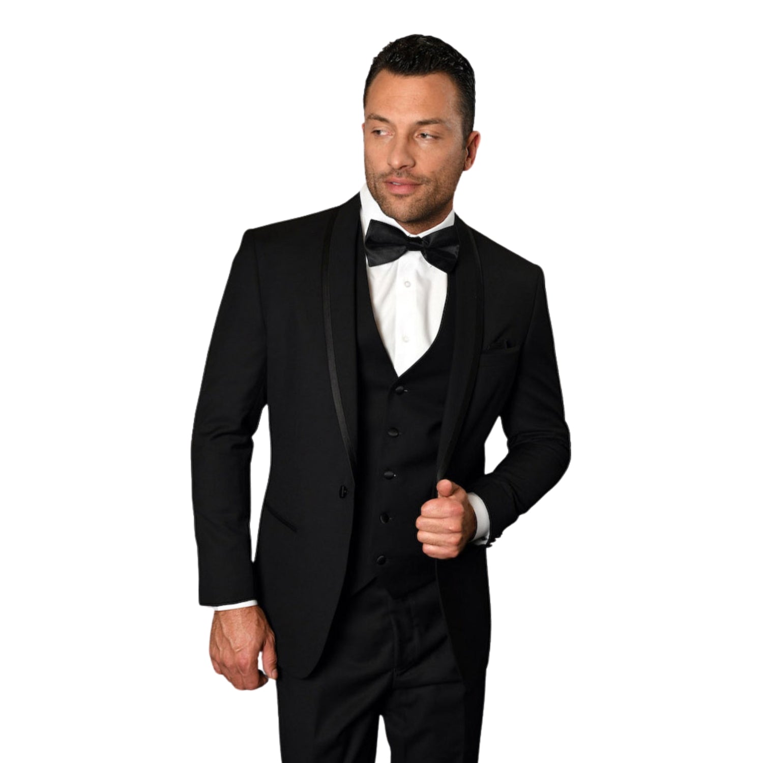 3-Piece Black Tuxedo with Bow Tie – Suits & More