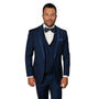 Eliot Collection: 3PC Sapphire Tuxedo with Flat Front Pants and Matching Bow Tie