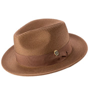 Cappuccino Braided Wide Brim Pinch Crown Fedora Hat with Matching Grosgrain Ribbon