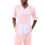 Montique Pink Color Block Walking Suit 2 Piece SHORTS SET 72314