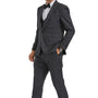 Seamless Collection: 3-Piece Slim Fit Solid Textured Suit For Men In Charcoal
