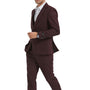 Seamless Collection: 3-Piece Slim Fit Solid Textured Suit For Men In Cherry