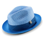 Dashique Collection: Montique Woven Checkerboard Design Dress Hat In Cobalt