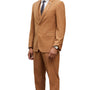 PoshPerry Collection: Men's 3 Piece Solid Textured Hybrid Fit Suit In Coffee