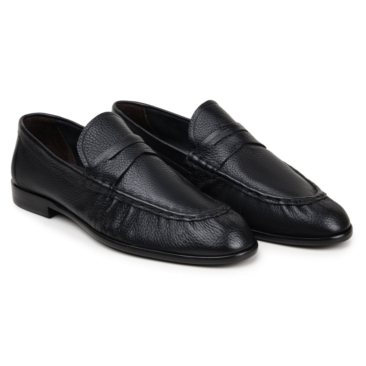 Pair of black Italian deerskin penny loafers