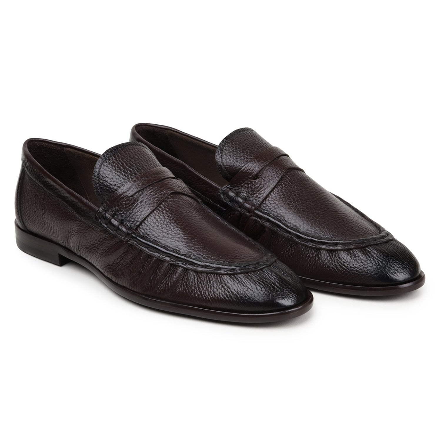Pair of brown Italian deerskin penny loafers