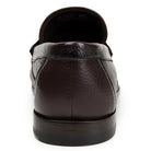 Back view of brown Italian deerskin loafer