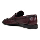 Back view of burgundy Italian deerskin loafer
