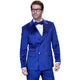 Elestian Collection: Sapphire 2-Piece Velvet Double-Breasted Suit with Gold Buttons