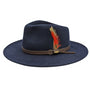 Scala Crushable Navy Water-Repellent Wool Felt Outback Fedora with Sweatband
