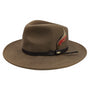 Scala Crushable Tan Water-Repellent Wool Felt Outback Fedora with Sweatband