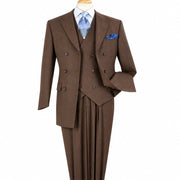 Brown Super 150s Wool 3-Piece Double-Breasted Suit