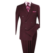 Burgundy Classic Double-Breasted Suit Luxury Wool Feel with Side Vents