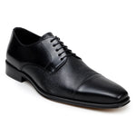 Belvedere Alexander Black Italian Leather Cap Toe Dress Shoe