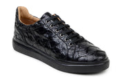 Belvedere Kingstone Exotic Genuine Pirarucu Leather Sneakers in Black
