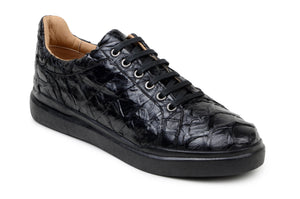 Belvedere Kingstone Exotic Genuine Pirarucu Leather Sneakers in Black