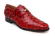 Belvedere Renzo Exotic Pirarucu Leather Lace-Up Moc Toe Shoes in Red