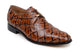 Belvedere Renzo Exotic Pirarucu Leather Lace-Up Moc Toe Shoes in Antique Almond