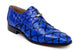 Belvedere Renzo Exotic Pirarucu Leather Lace-Up Moc Toe Shoes in Royal Blue