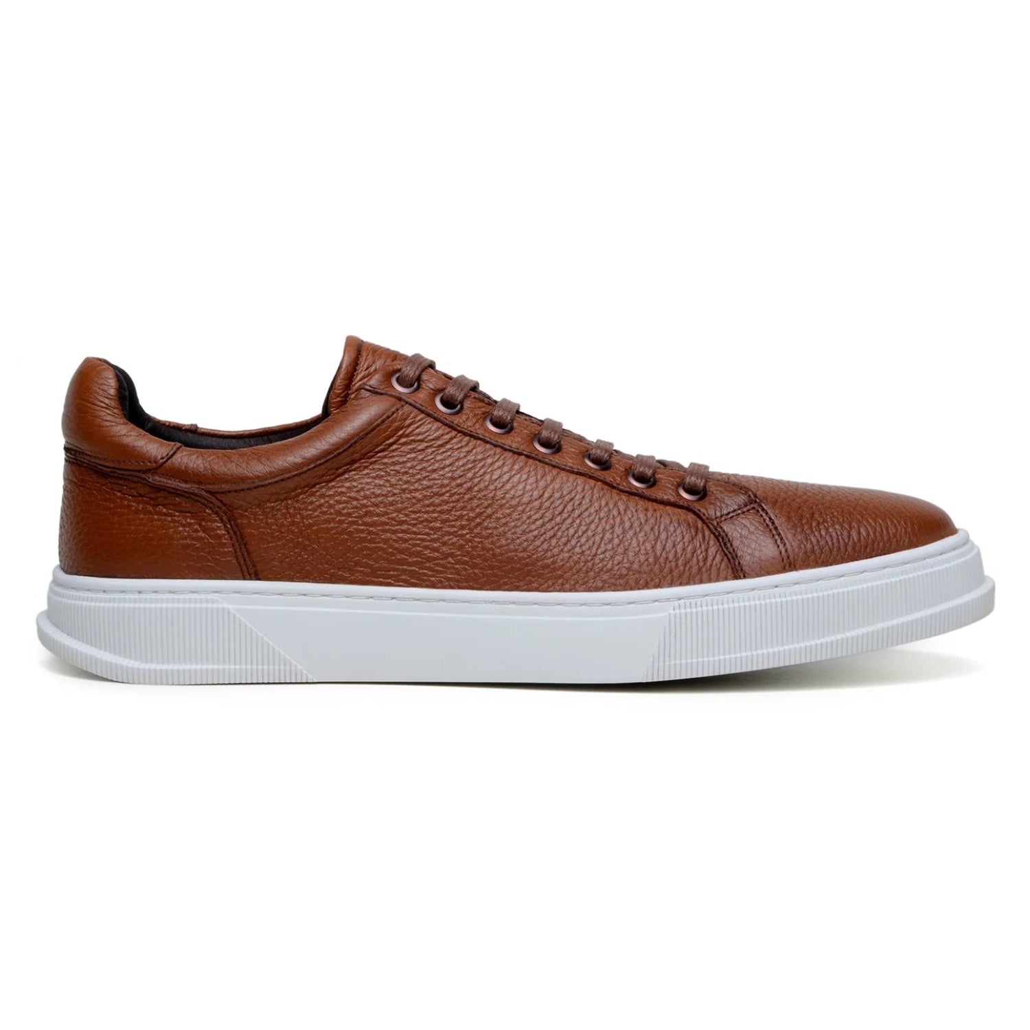 Outer side of black Italian leather low-top sneaker