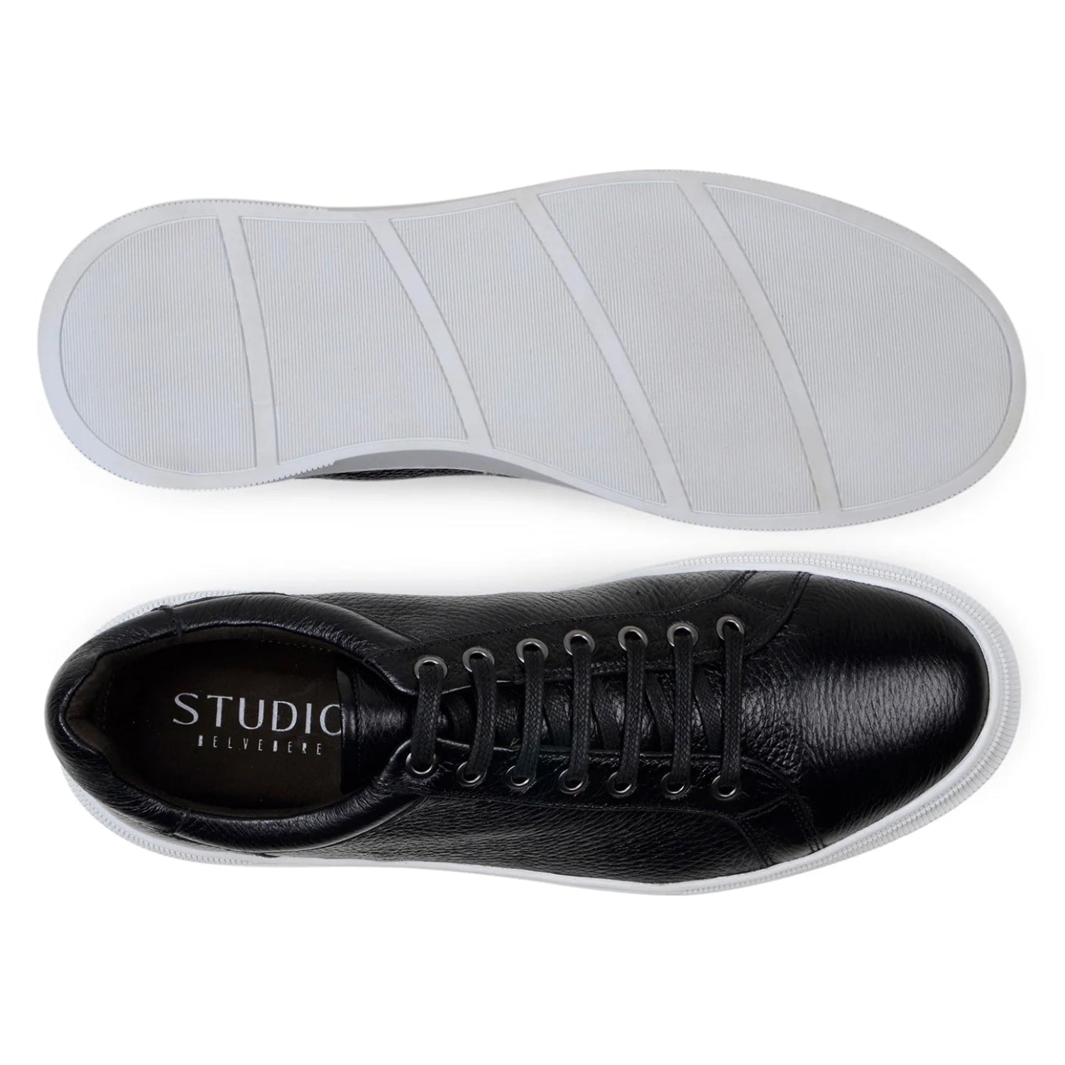 Rubber gel outsole of black Belvedere sneaker