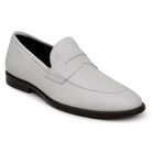 white deerskin penny loafer side view