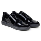 Pair of black Belvedere Edmound court sneakers with velvet and patent panels