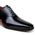 black leather oxford shoe polished finish close up