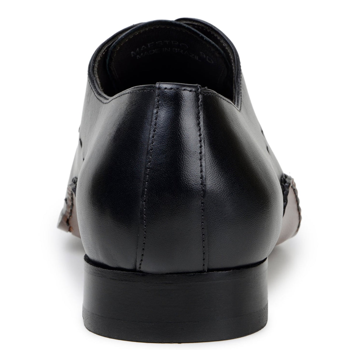 Heel view of black Belvedere Maestro dress shoe