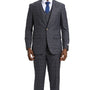 LavishLoom Collection: Men's Windowpane 3-Piece Hybrid Fit Suit In Dark Grey