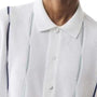 Verdant Lines Collection: 2 Piece Short Sleeve Vertical Stripes Walking Suit Set In Denim