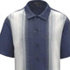 Textured Harmony Collection: Denim Two-Piece Vertical Stripes Short Sleeve Set - FINAL SALE Size 2XL/42 Waist