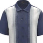 Textured Harmony Collection: Denim Two-Piece Vertical Stripes Short Sleeve Set