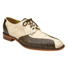 bone and olive genuine caiman oxford shoe side view