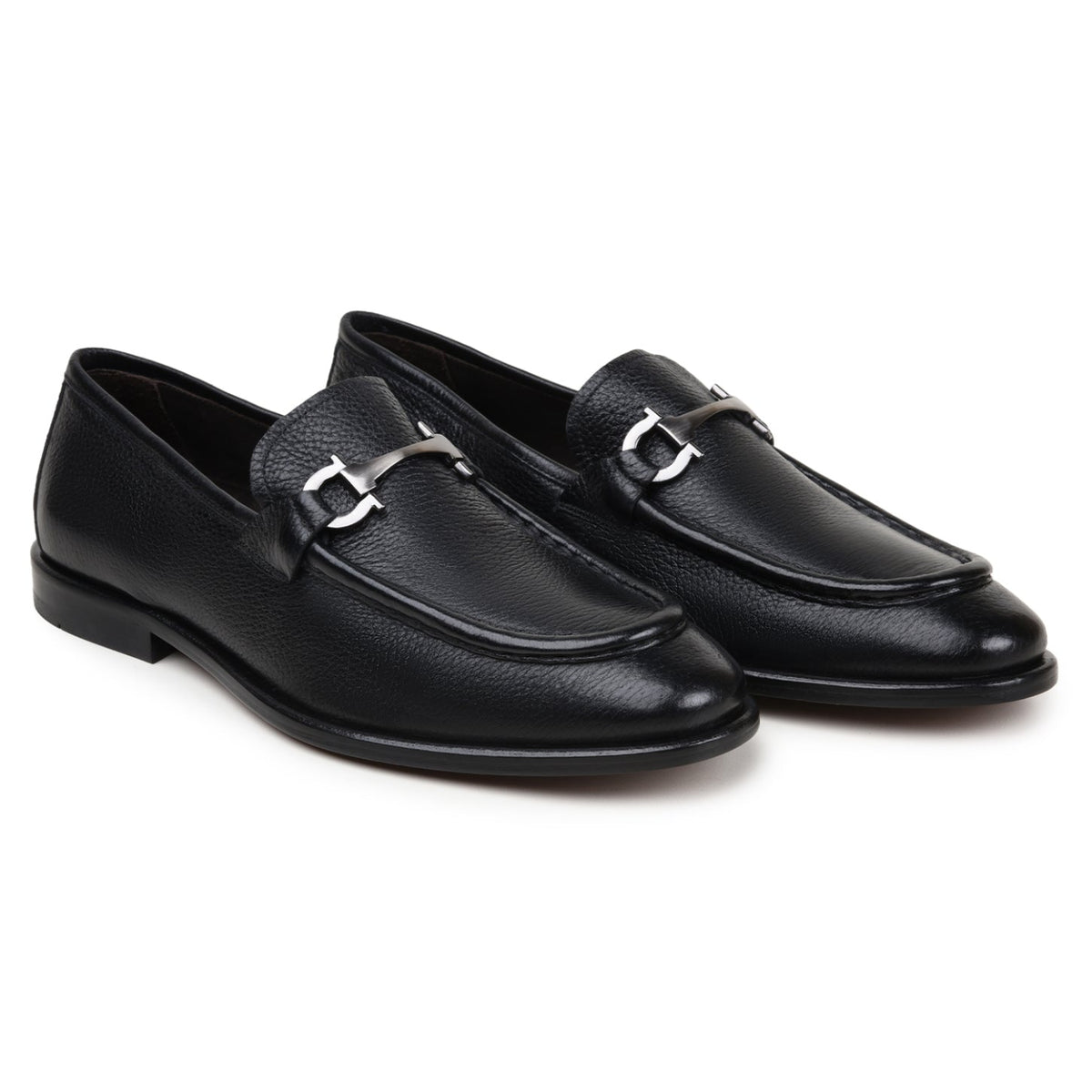 Pair of black Italian deerskin bit loafers