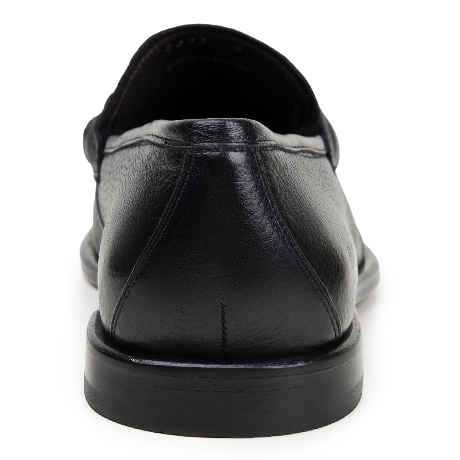 Back view of black Italian deerskin loafer