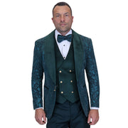 Empyrean Collection: Statement 3-Piece Hunter Velvet Tuxedo with Gold Accents