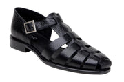 Black Deerskin Leather Strap Sandal by Belvedere