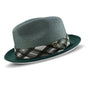 Charm Collection: Montique Checker Plaid Fedora Dress Hat In Emerald
