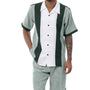 Chrome Collection: Men's Houndstooth with Color Block Walking Suit Shorts Set in Emerald