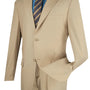 Marquis Collection: Beige 2 Piece Solid Color Single Breasted Regular Fit Suit