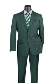 Marquis Collection: Hunter Green 2 Piece Solid Color Single Breasted Regular Fit Suit