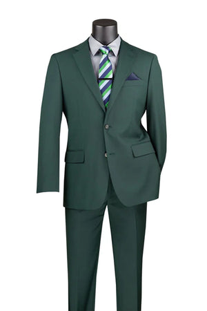 Marquis Collection: Hunter Green 2 Piece Solid Color Single Breasted Regular Fit Suit
