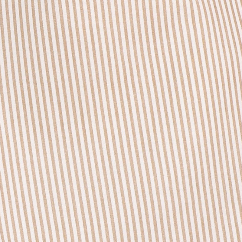 Close-up detail of tan seersucker stripe fabric texture and pattern