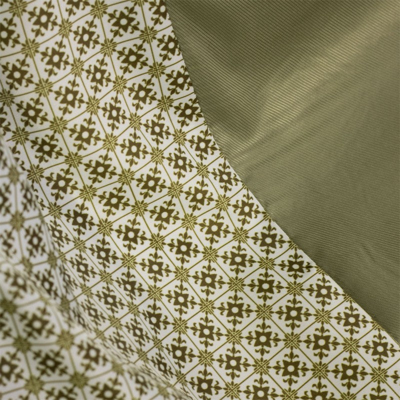Close-up detail of moss windowpane plaid wool-feel fancy interior lining
