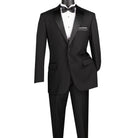 Men's black 2-piece single breasted tuxedo with satin trim pants