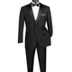 Black 2-Piece Single Breasted Tuxedo with Satin Trim Pants and Adjustable Waistband